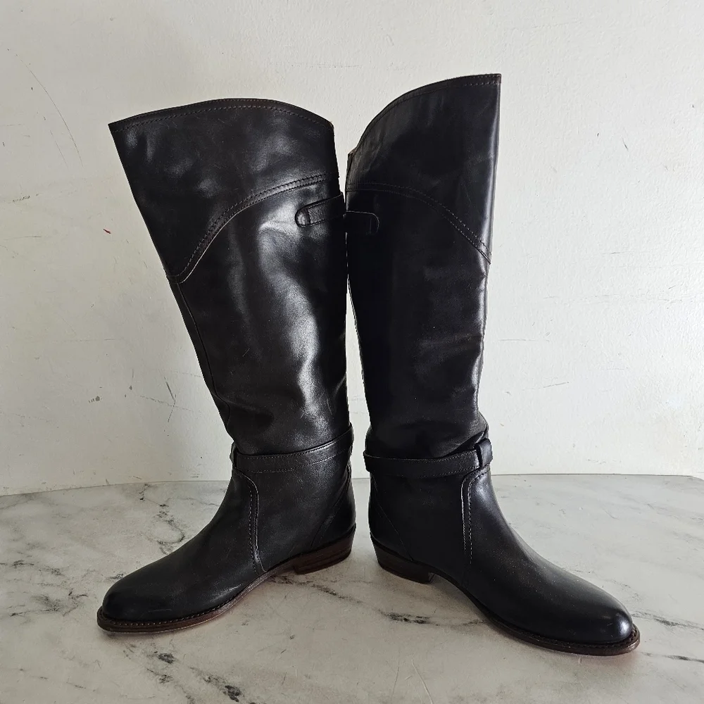 Frye Dorado‎ Dark Brown Tall Leather Riding Boots Size 6 NEW
